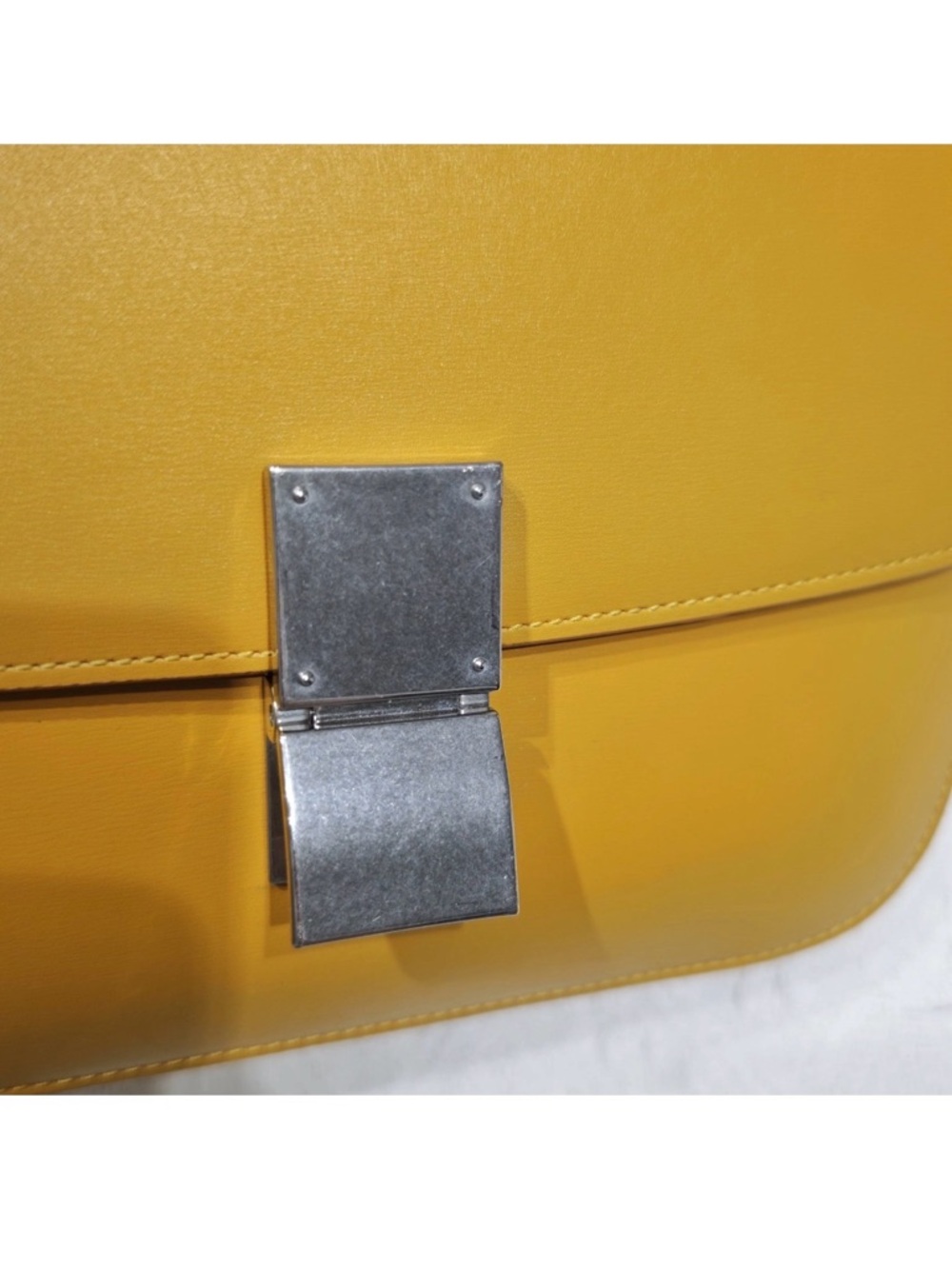 Celine Classic Box Style Leather Shoulder Bag Yellow Minimal Chic - Picture 3 of 14